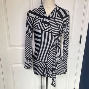 Joseph Ribkoff Stretchy Asymmetrical Hem Black Gray Zipper Accent Size 6